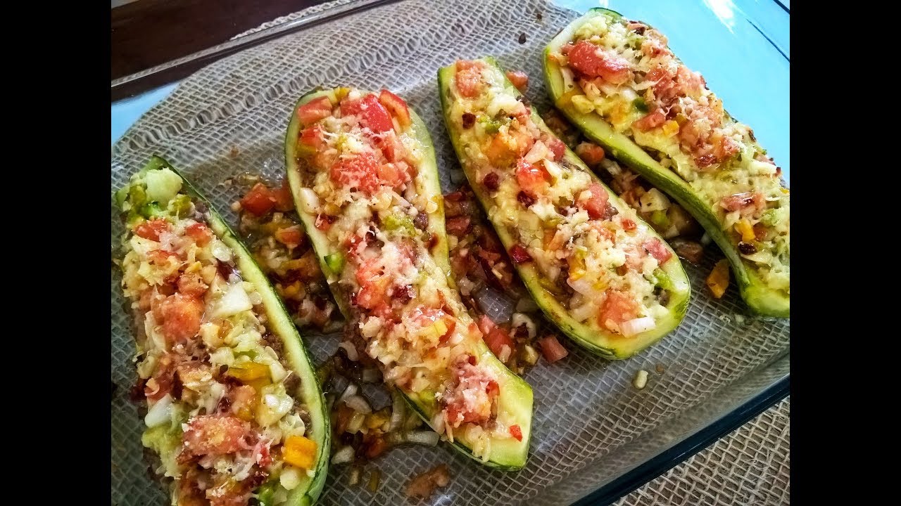 Receita Fácil de Abobrinha Verde Recheada e Gratinada