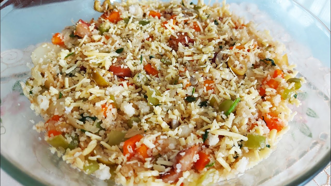 Cuscuz de Flocão de Arroz com Legumes e Bacon