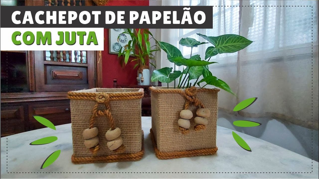 Cachepô de Papelão com Juta e EVA