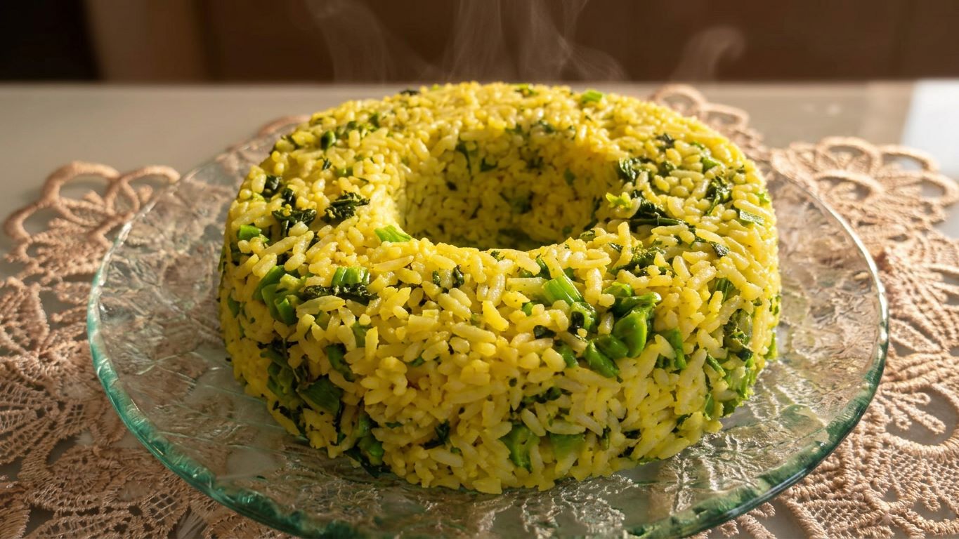 Arroz com brócolis e cúrcuma soltinho