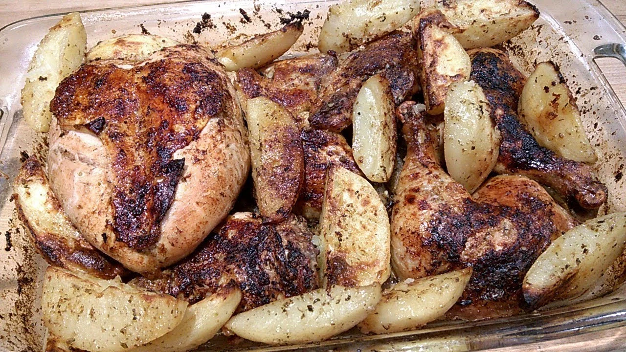 frango assado com batatas