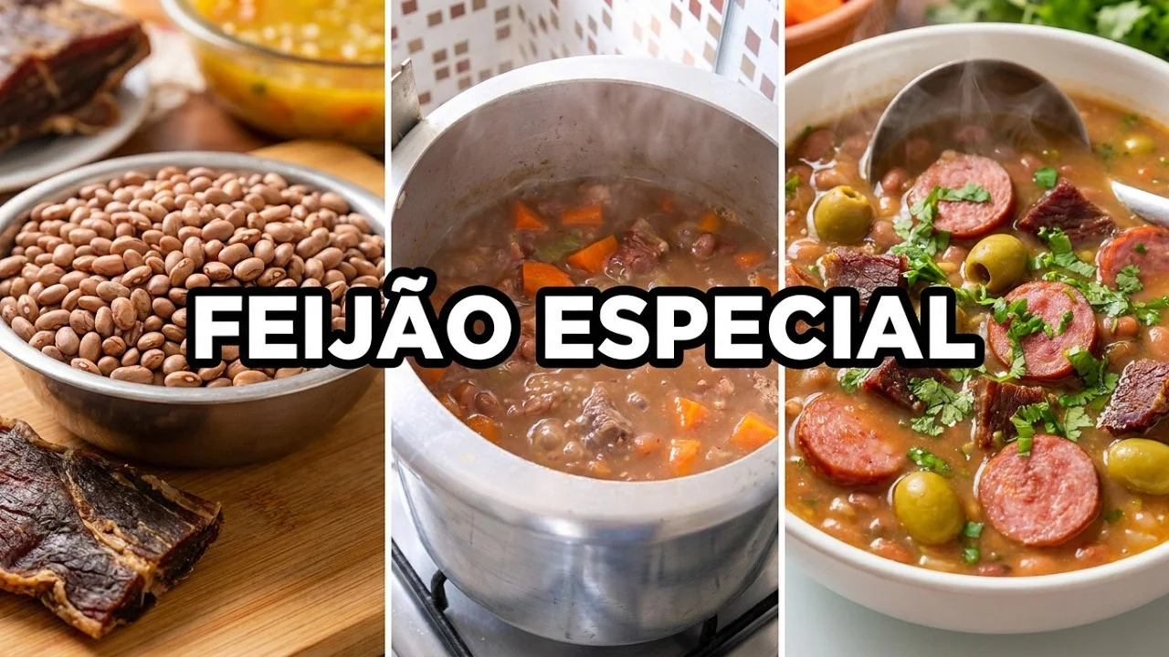 Como fazer feijão vermelhinho com calabresa, charque, cenoura e azeitonas